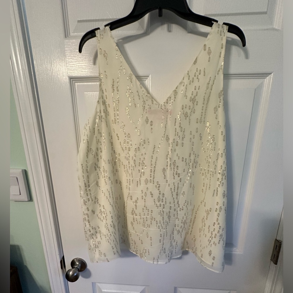 Cream and gold Lilly Pulitzer silk tank - Picture 3 of 5